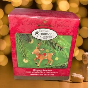 Hallmark Keepsake Ornament Ringing Reindeer 2000 Membership Club Exclusive